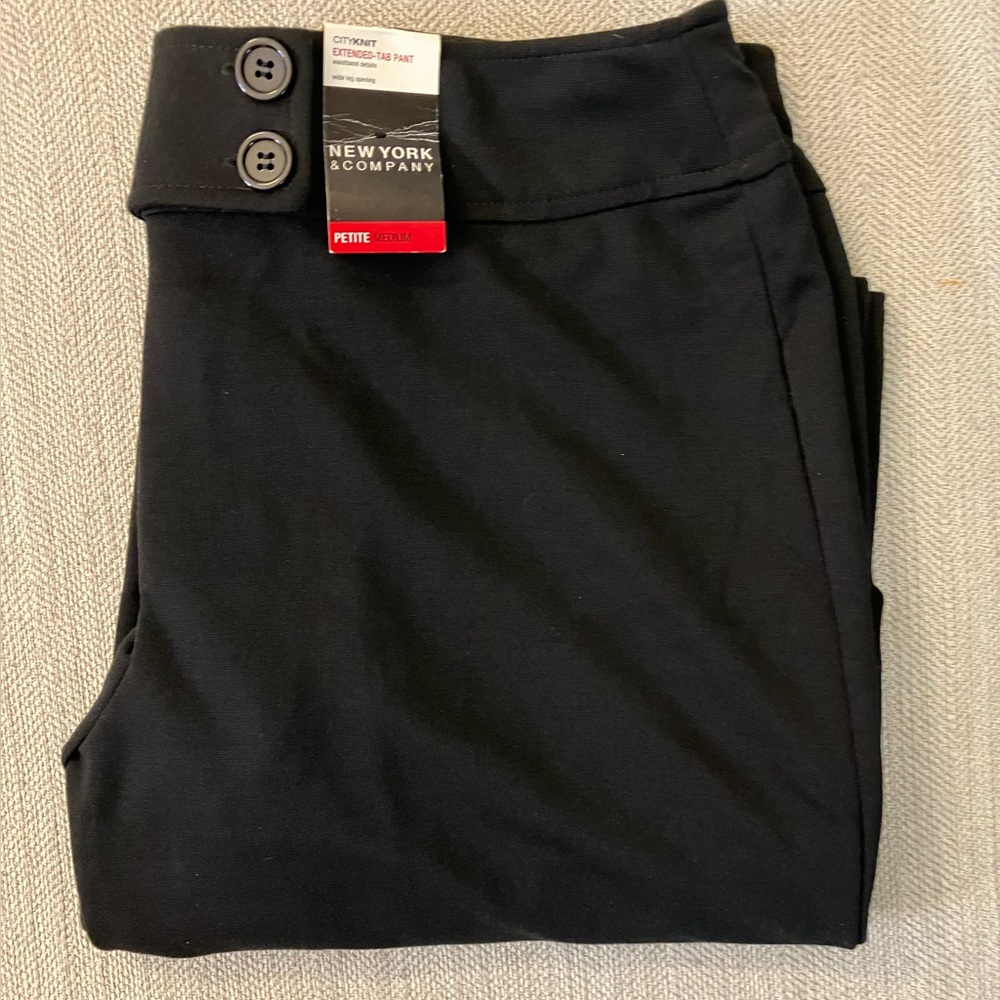 NY&Co petite medium black knit wide leg pant